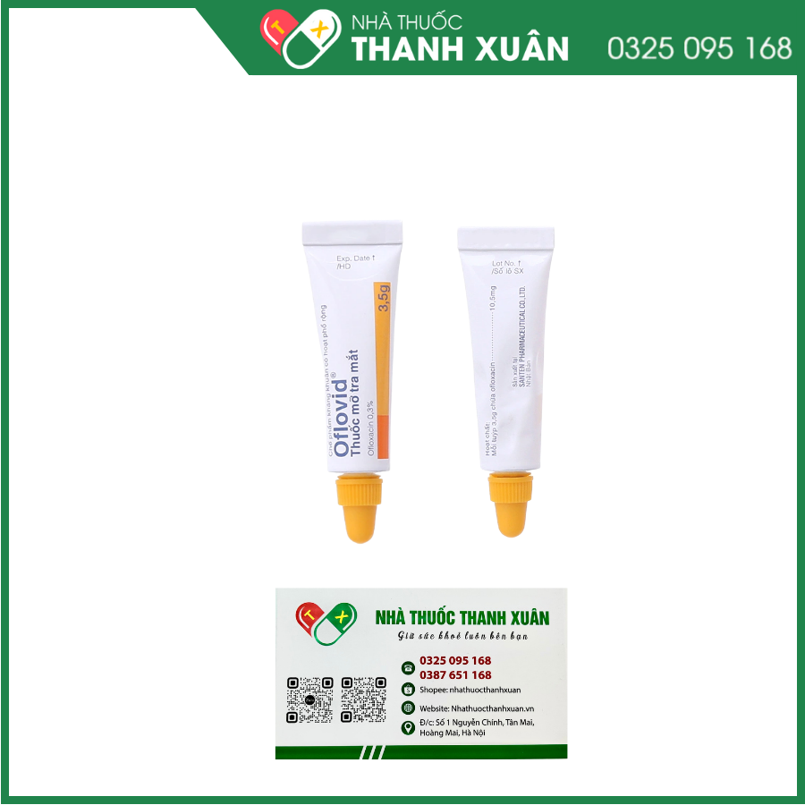 Thuốc mỡ tra mắt Oflovid 0.3% trị nhiễm khuẩn mắt